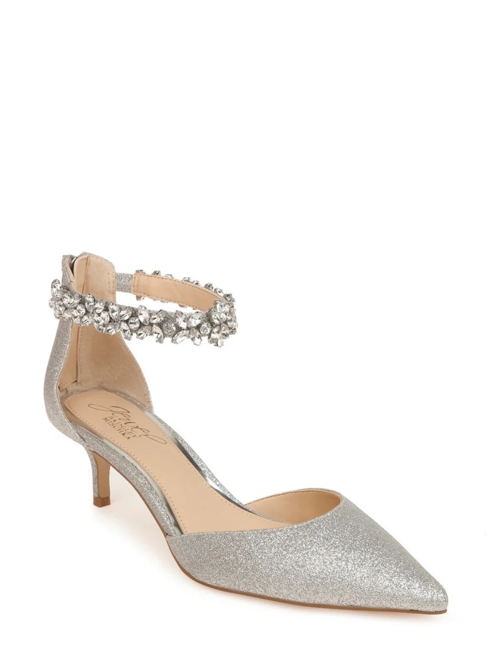 Badley Mishka Jewel Robles Crystal Embellished Kitten Heel Size 8